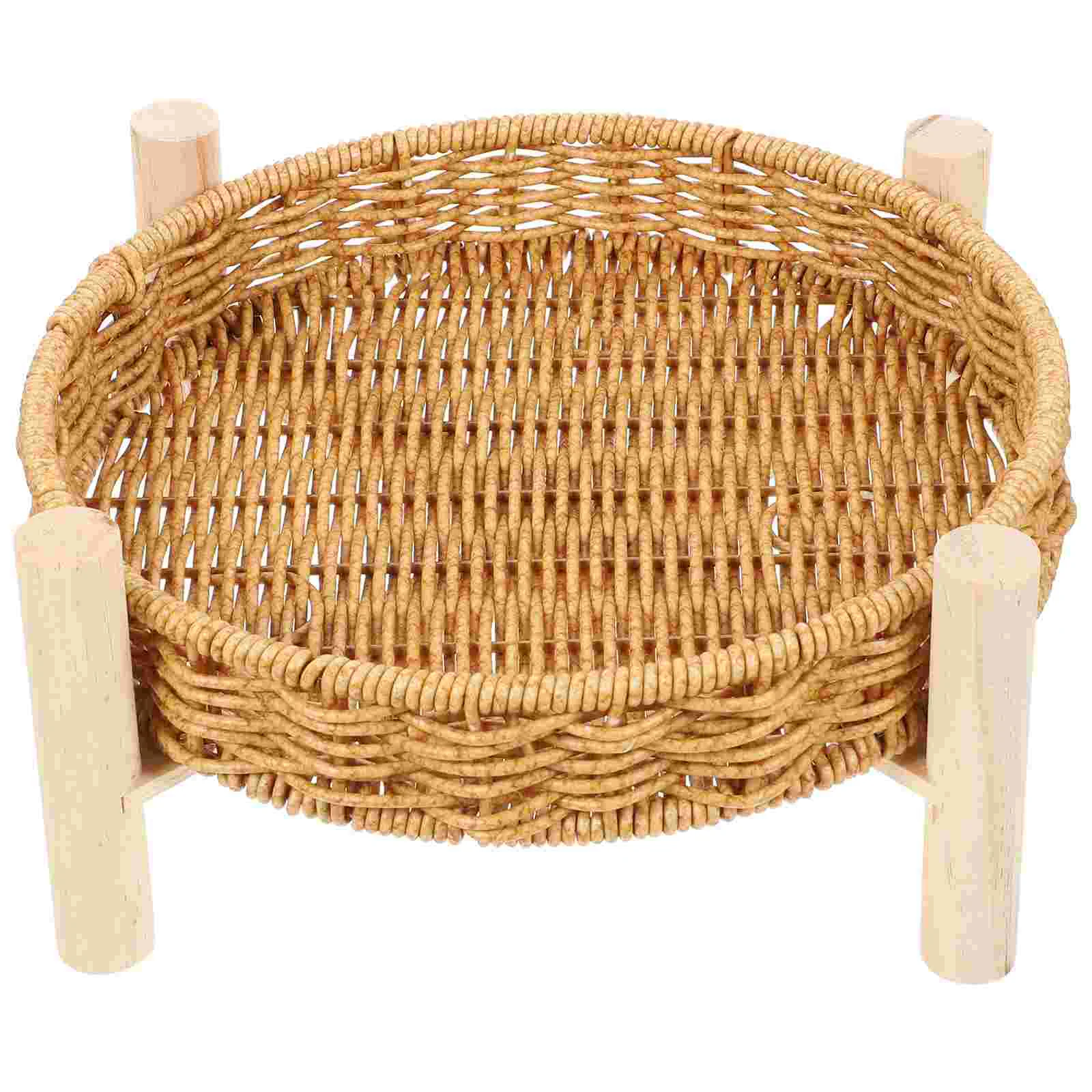 

Tray Basket Serving Fruit Bread Woven Candy Wicker Rattan Snack Storage Table Bowls Round Coffee Trays Baskets Decorative Pantry