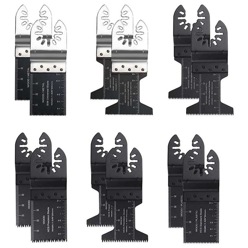 

12 Pcs Oscillating Saw Blades,Metal Wood Multitool Blades Professional Multi Tool Quick Release Oscillating Saw Blades
