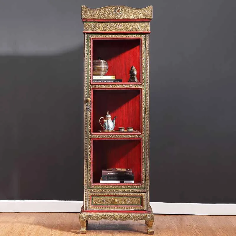 

Elegant Thai Solid Wood Corner Shelf for Living Room With Southeast Asian Design