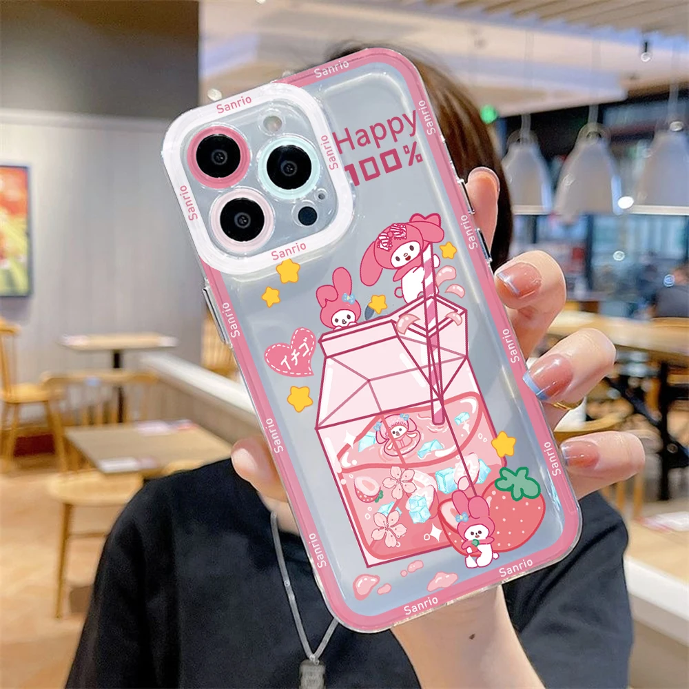 Sanrio Kuromi Cinnamoroll Mymelody Phone Case For iPhone 14 13 12 Mini 11 Pro Max X XR XS 7 8 Plus Soft Silicone Clear Cover