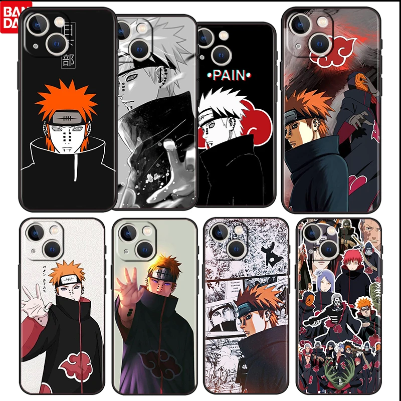 

Pain Anime Naruto For Apple iPhone 13 12 11 Pro Max Mini XS Max X XR 6 7 8 Plus 5S SE 2020 Soft Silicone Black Phone Case Cover