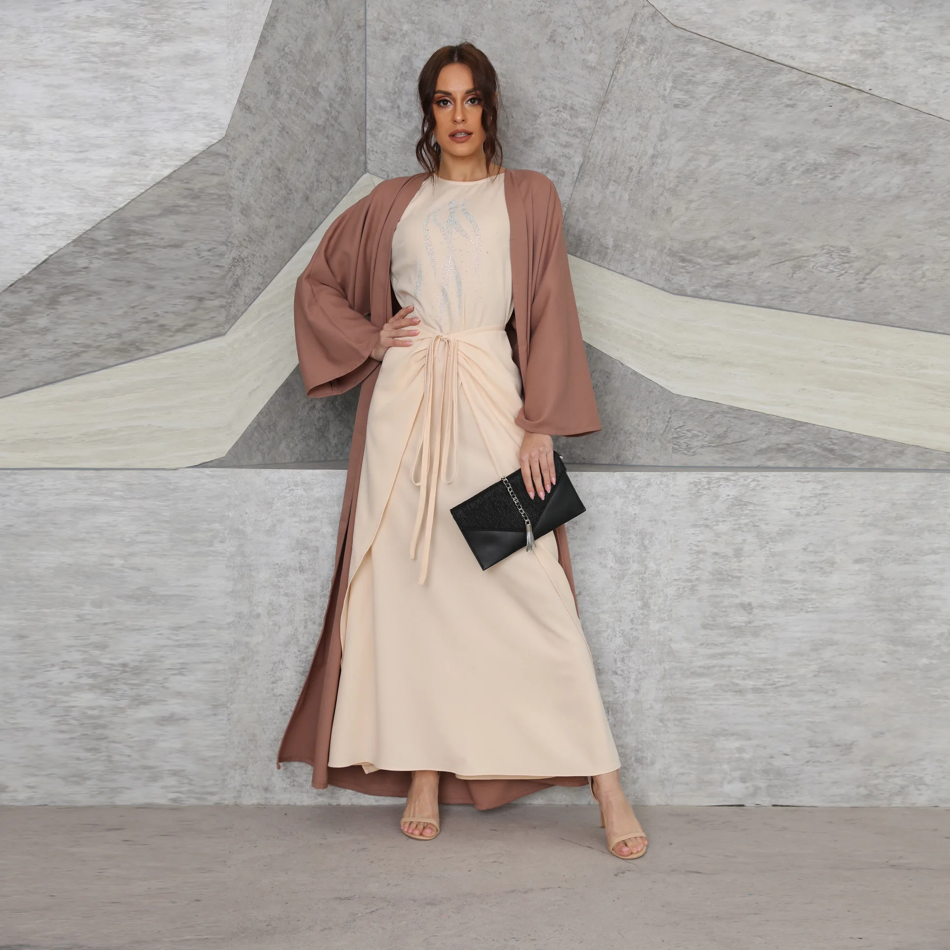 Muslim Sets Robe Femme Musulmane 2022 New Muslim Elegant Three-piece Set Abayas For Women De Moda Musulmana Ensembles