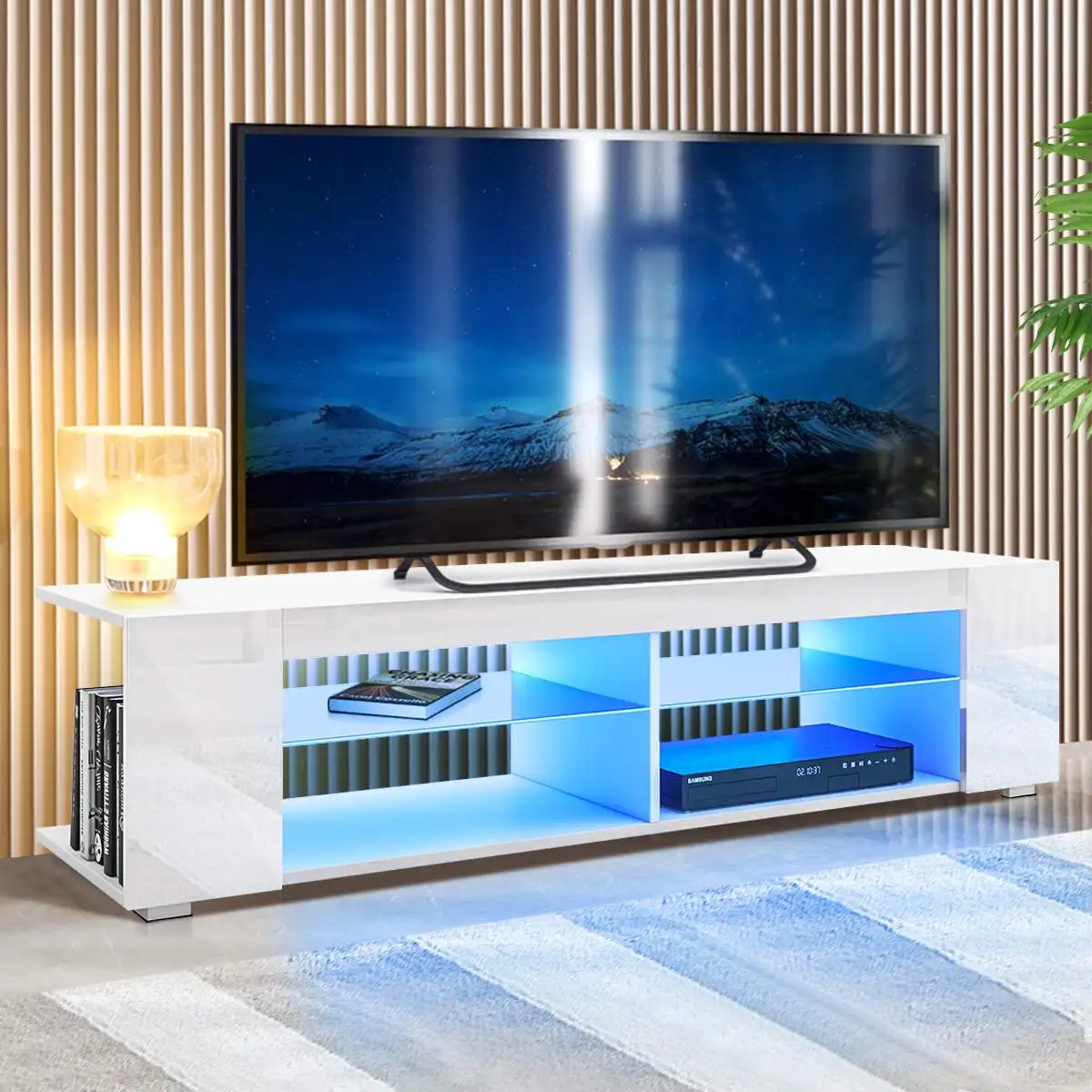 

High Gloss Modern TV Stand Bookshelves With LED Light 4-Shelf Console Cabinet Home Office TV bracket Living Room Furniture