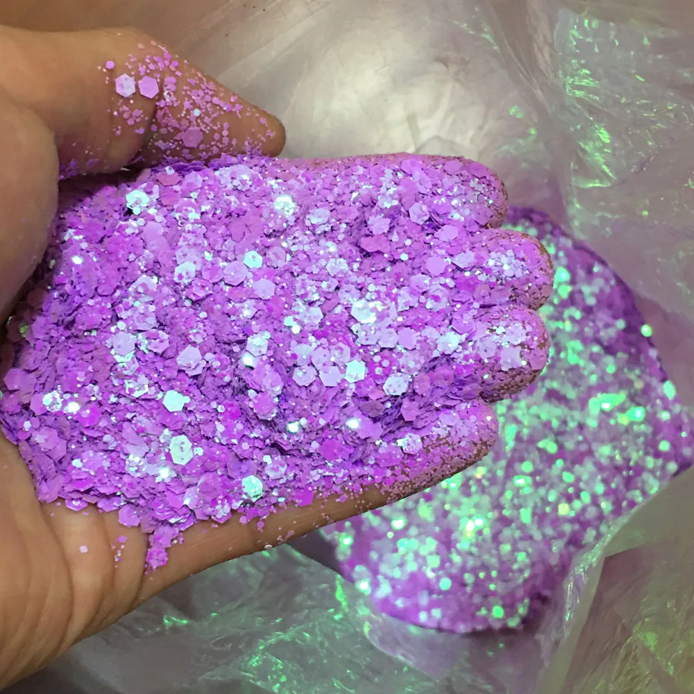 10g Holographic Mixed Hexagon Chunky Irediscent Nail Art Glitter Flakes Laser Sparkly Sequins Resin Slices Nail Art Decoration images - 6