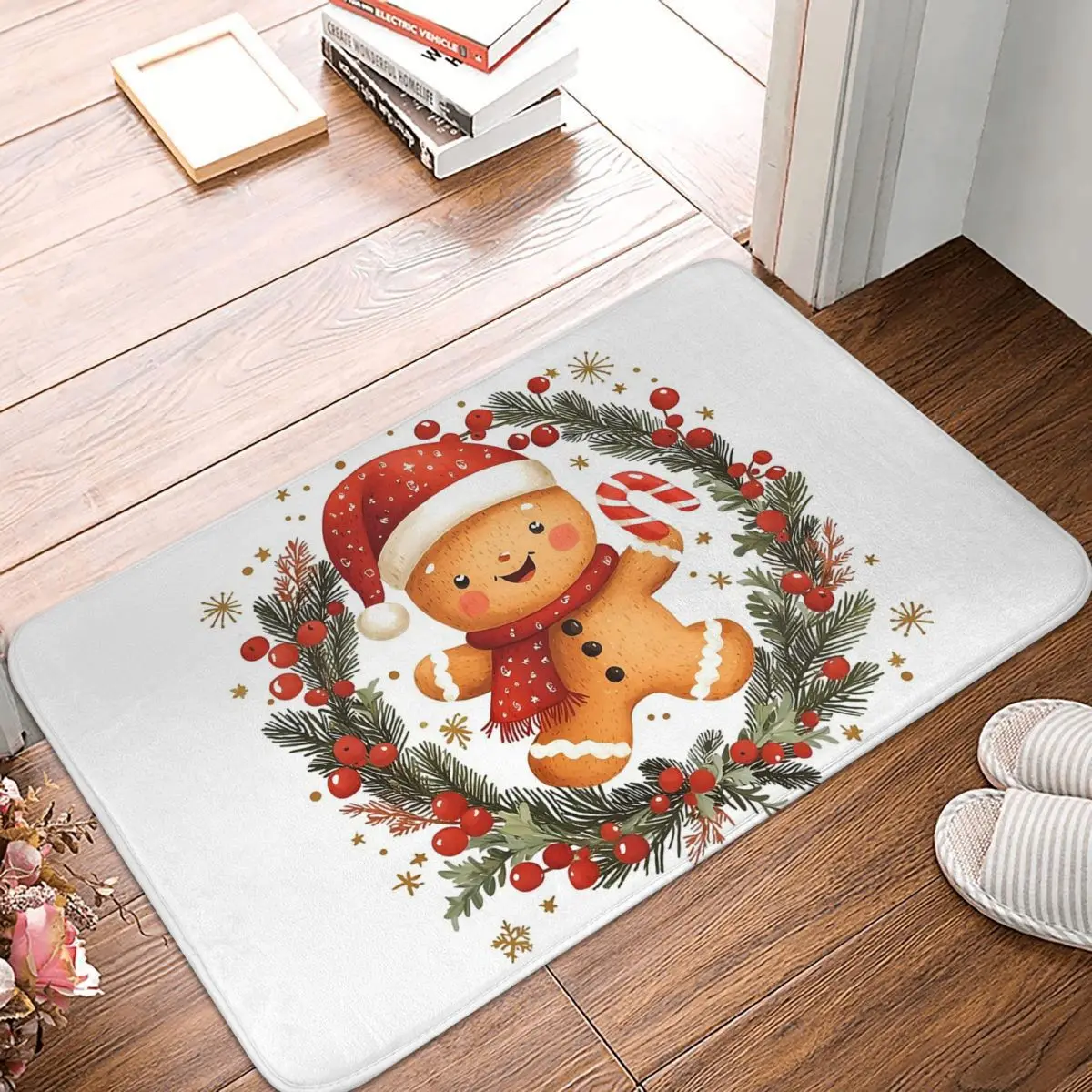 Нескользящий напольный коврик Holly Jolly с имбирным хлебом для кухни входа дома