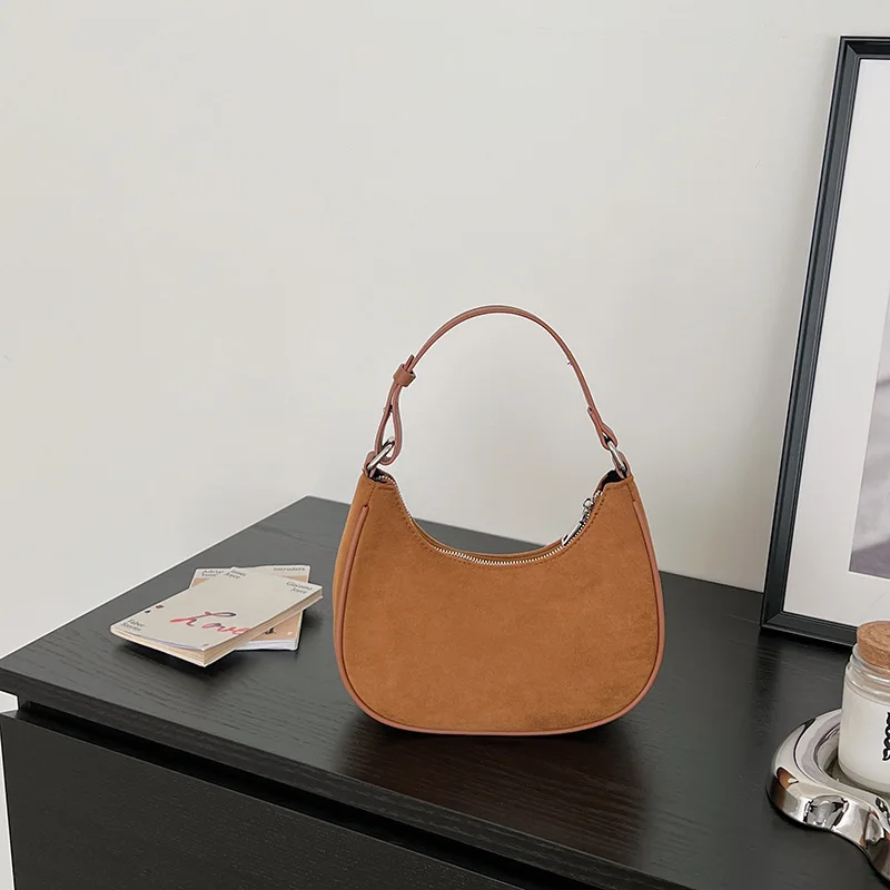 Винтажная сумка через плечо из искусственной замши женская модная простая