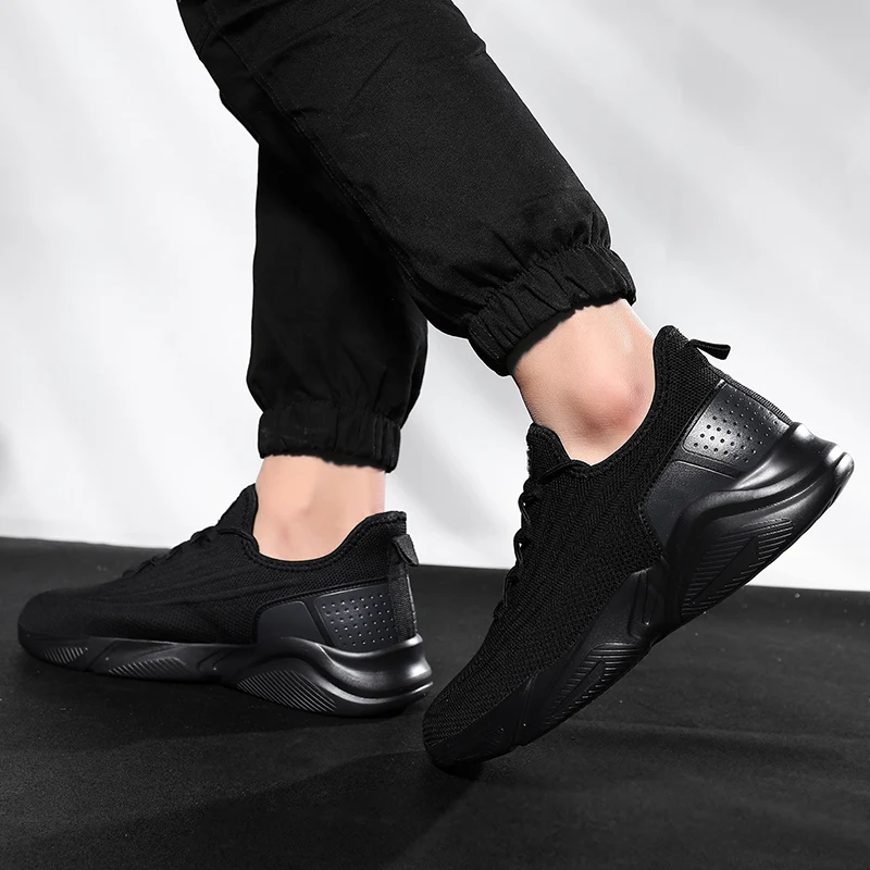 Sports Shoes Men's Breathable Casual Mesh Shoes Comfort Increase Lace-up Non-slip Low-top Running Shoes Zapatos Deportivos