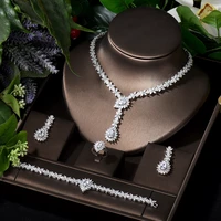 hibride charms water drop 4pcs bridal jewelry sets for women wedding cubic zirconia dubai indian jewelry set bijoux femme s 006