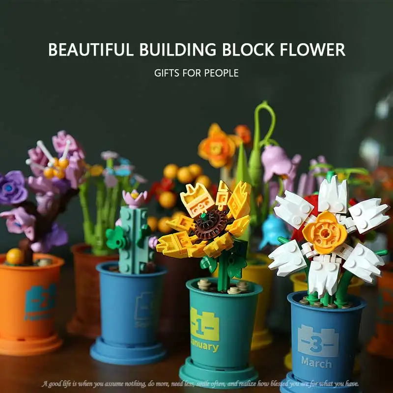 

Succulent Building Blocks Potted Immortality Bouquet Coffee Cup Brick Toy For Child Children Girls Mini Art DIY Gift Compatible