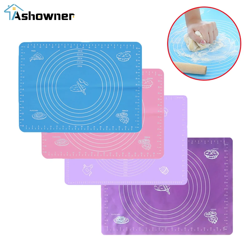 

Силиконовый разминающий коврик, коврик для выпечки теста со шкалой, для торта, раскатывающегося теста, антипригарный кухонный коврик