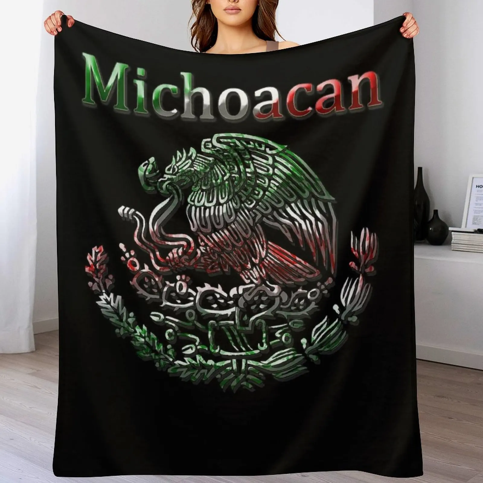 Фото Плед с флагом Мексики Michoacan Morelia Mexican Colt Flag, уютный легкий плед для путешествий, кемпинга, пикника №1