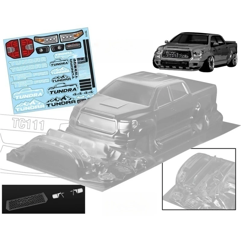 

RC Drift Body 1/10 Tundra Truck Clear Lexan PC Автомобильный корпус с/задним крылом & светильник пряжками и зеркалами заднего вида и цветными наклейками