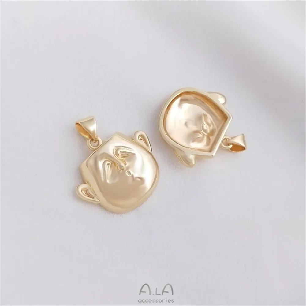 14-каратная золотая сумка цветная маска кулон с выражением лица аватаром ручная