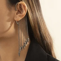dark punk style rivet tassel chain earrings fashion personality geometric metal earrings