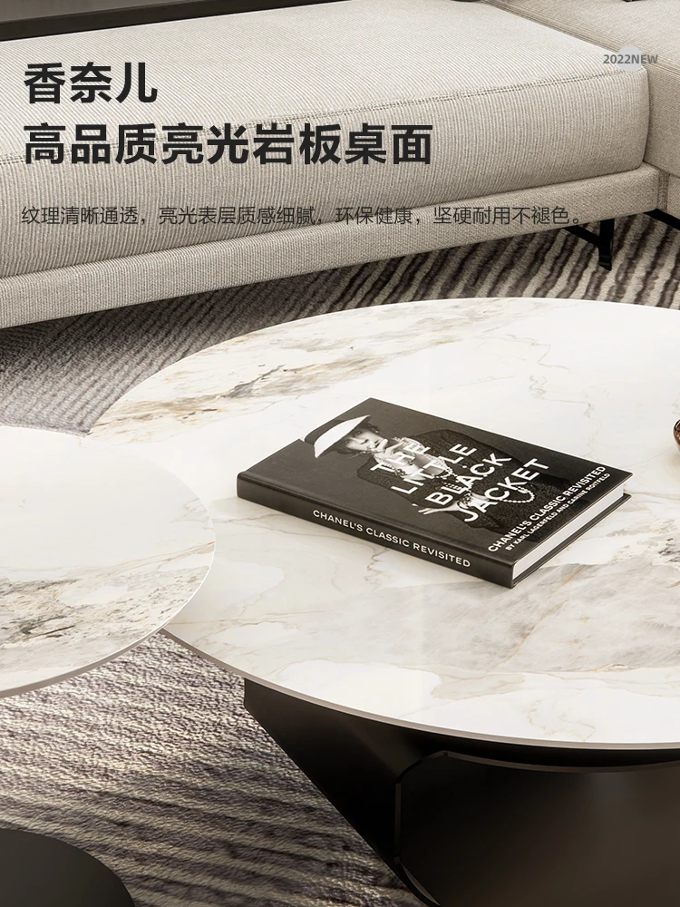

Italian round coffee table combination stainless steel living room light extravagance modern minimalist designer style