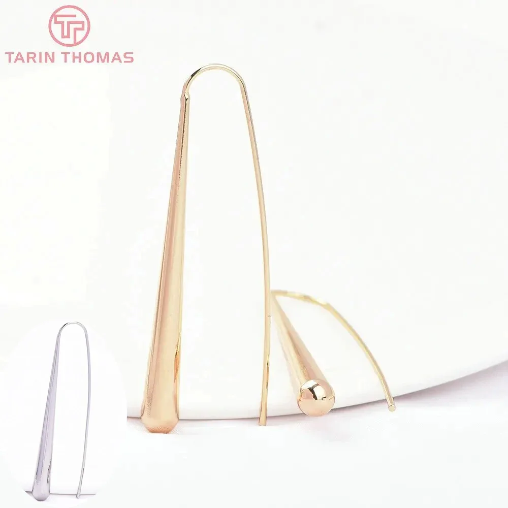 (8367) 4 шт. 5 5x53 мм 24-каратного золота латунные длинные серьги-капельки крючок