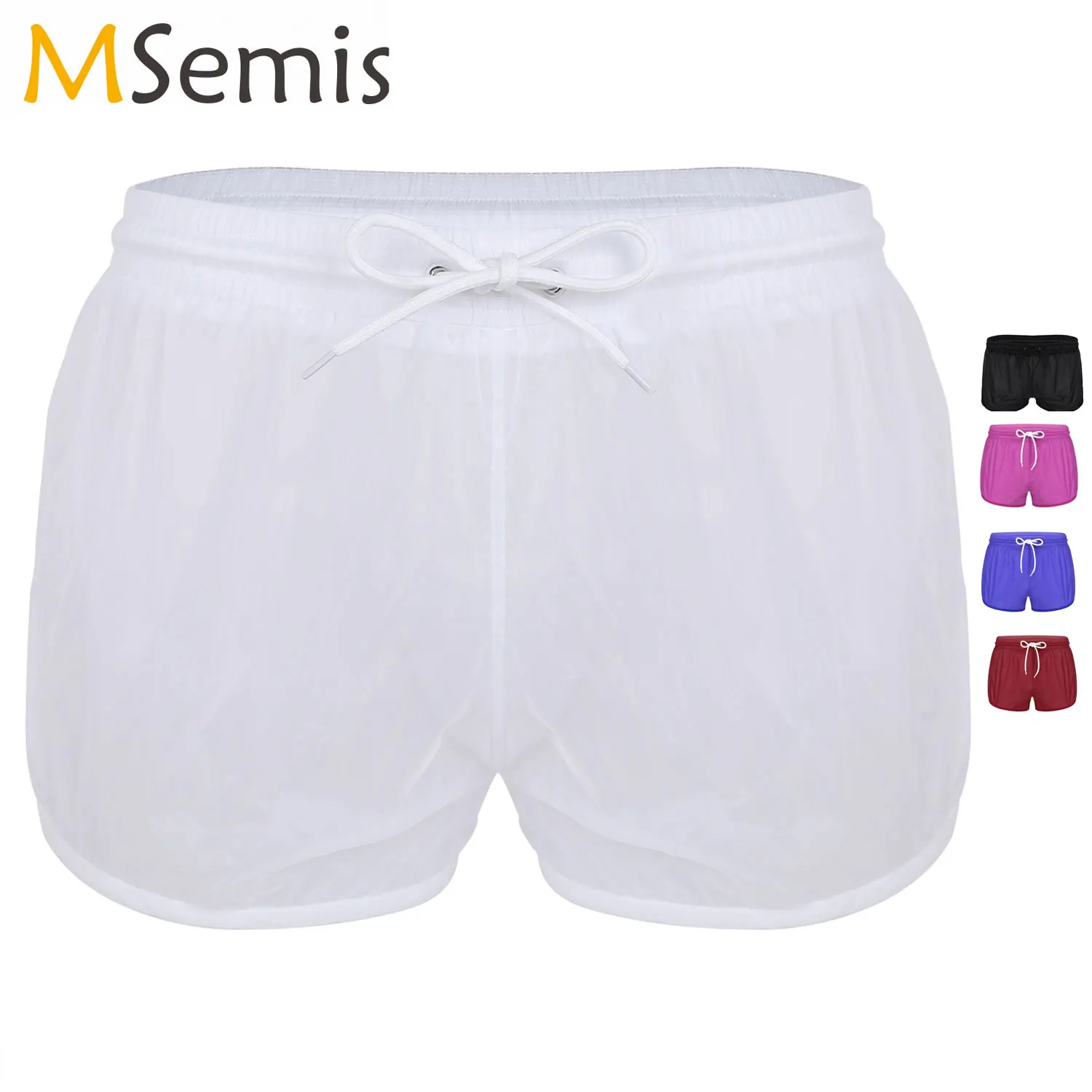 

Men's BoxerShorts Soft See Through Fabric Underwear Drawstring Lightweight Boxershorts Swimming Transparent Underpants Shorts