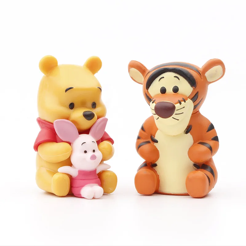 Disney Cartoon Pooh Bear Figure Gashapon Sitting 10pcs Doll Pendant Figurine Cute Collectible Model Toy Children Gift
