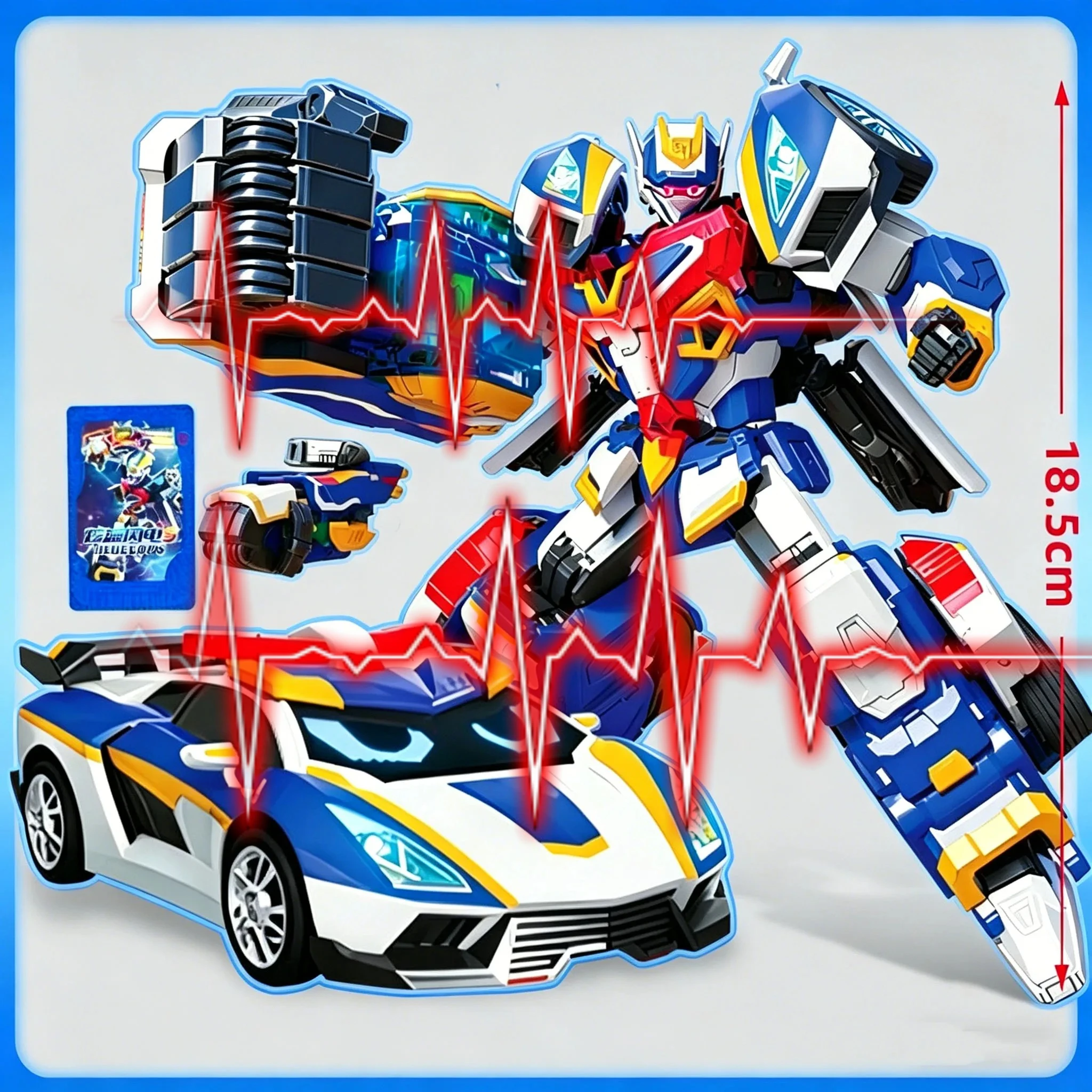 Фото Синий робот-трансформер Blue Cop Trinity Rescue Cardbot: фигурка-робот-грузовик из ABS-пластика для подарка №1
