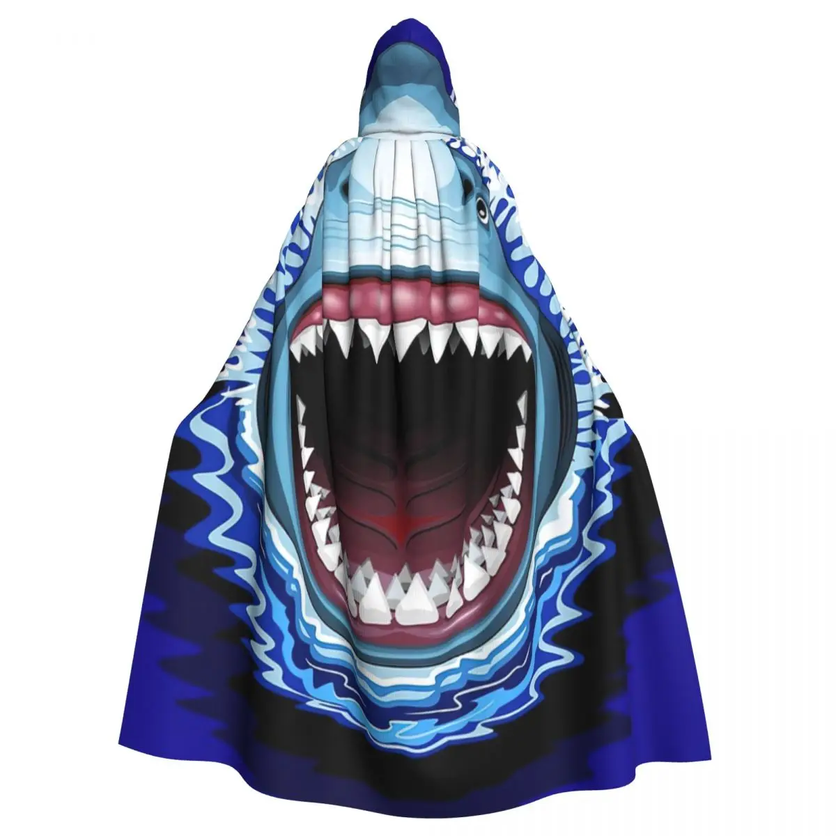 

Shark Jaws Attack Hooded Cloak Halloween Party Cosplay Woman Men Adult Long Witchcraft Robe Hood