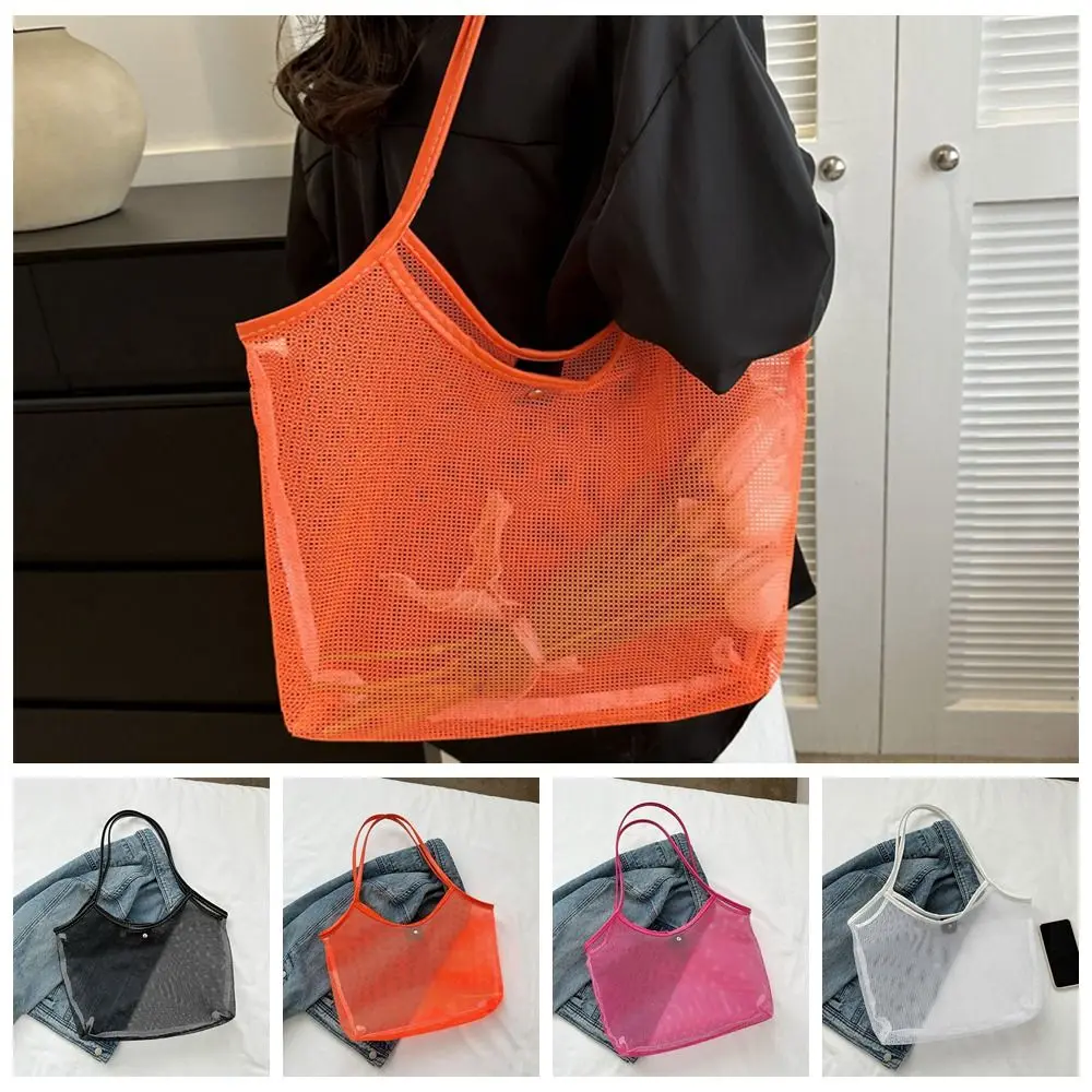 

Fishnet Mesh Hollow Beach Bag Convenient Foldable Transparent Lightweight Simple Beach