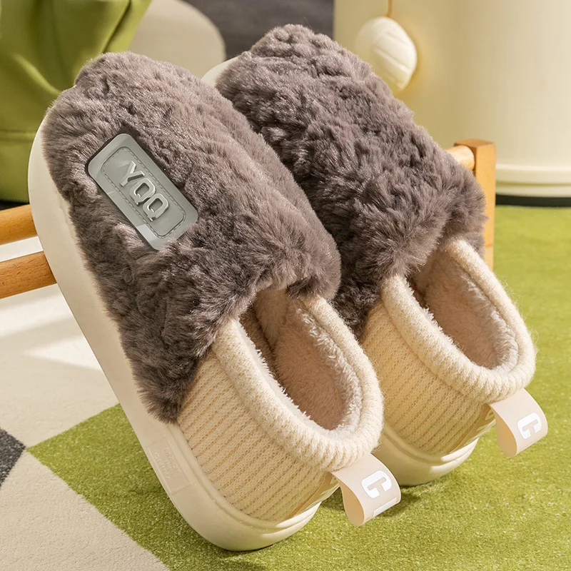 

WTEMPO 2023 модные осенне-зимние хлопковые пушистые тапочки на плоской подошве Мультяшные домашние меховые тапочки для женщин и мужчин Симпатичная теплая плюшевая обувь
