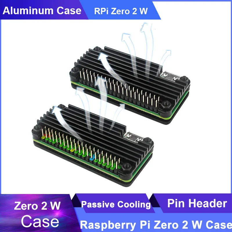 

Raspberry Pi Zero 2 W Aluminum Case + Pin Header Screwdriver Passive Cooling Enclouse Heatsink for Raspberry Pi Zero Pi Zero 2W