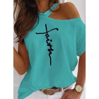2021 women print casual short sleeve o neck pullovers tops fashion large size top sexy off shoulder summer t shirt female wears