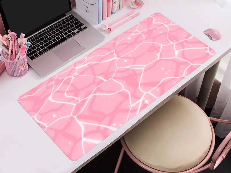 

Pink water Desk Mat, Extra large gaming mouse pad, Kawaii Pastel water lilac anime aesthetics mousepad, xl mousemat