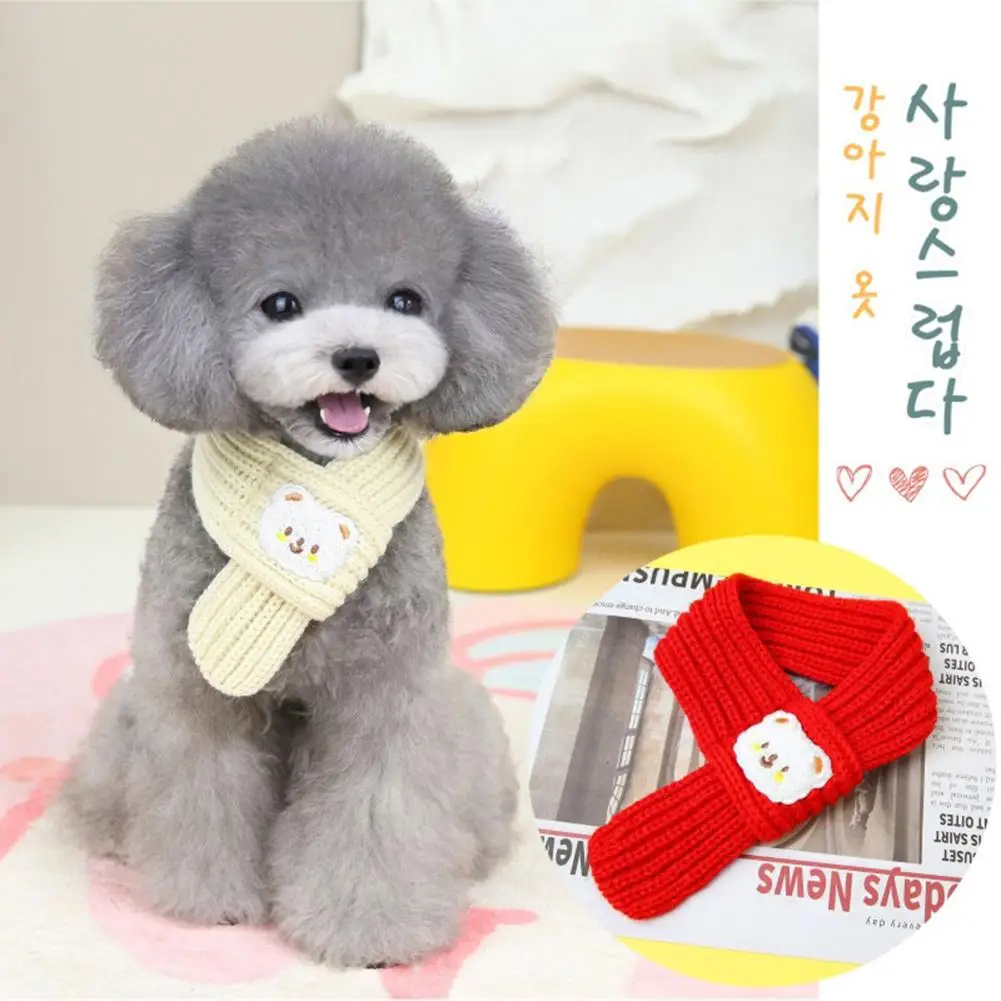 

Pet Christmas Scarf Winter Warm Soft Comfortable Scarf With Bear Decoration Pet Supplies For Christmas Parties New Year Decor