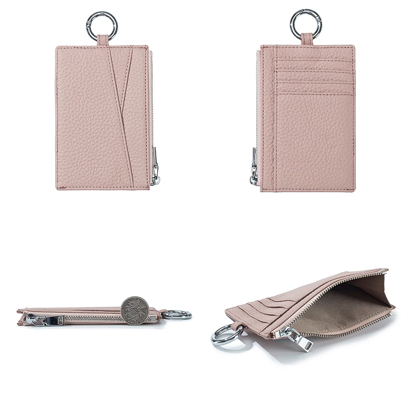 Custom Women Genuine Leather Small Wallet Zipper Coin Purse Fashion Patchwork Credit Multi Card Holders Female Daily Money Case