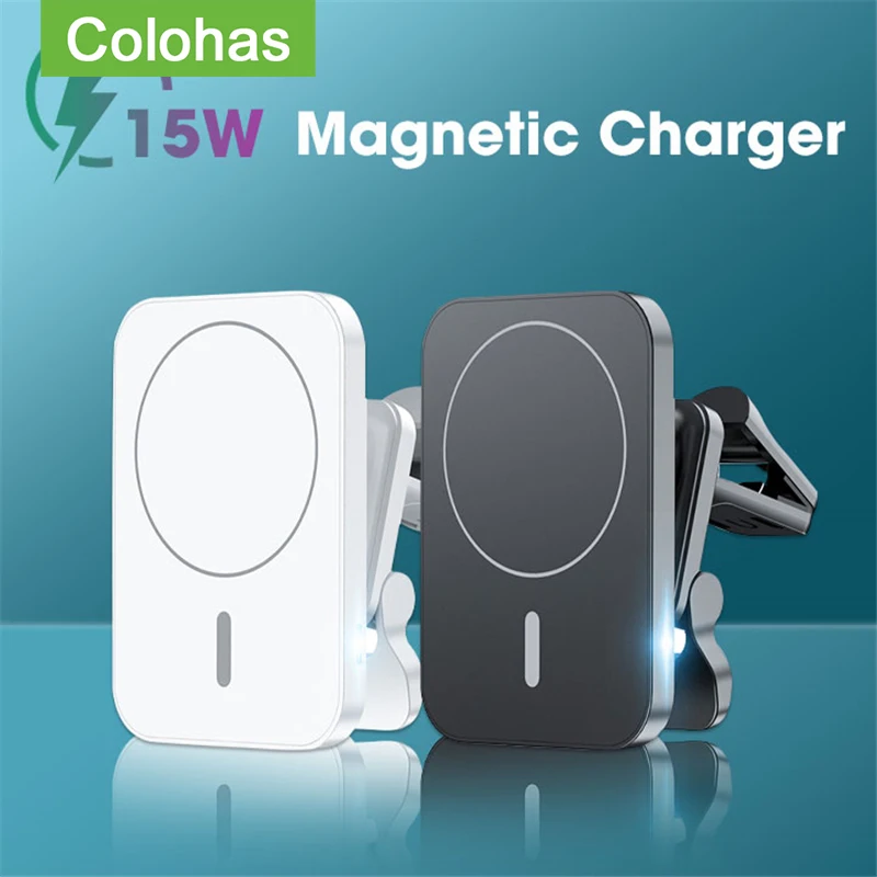 

15 Вт магнитные беспроводные зарядные устройства для iPhone 13 12 Автомобильный магнитный держатель для телефона Быстрая зарядка станция вентил...