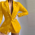 Элегантный женский Тонкий Блейзер VONDA с принтом, женское пончо с длинным рукавом из полиэстера, Плиссированные пальто, костюмы больших размеров с лацканами и пуговицами