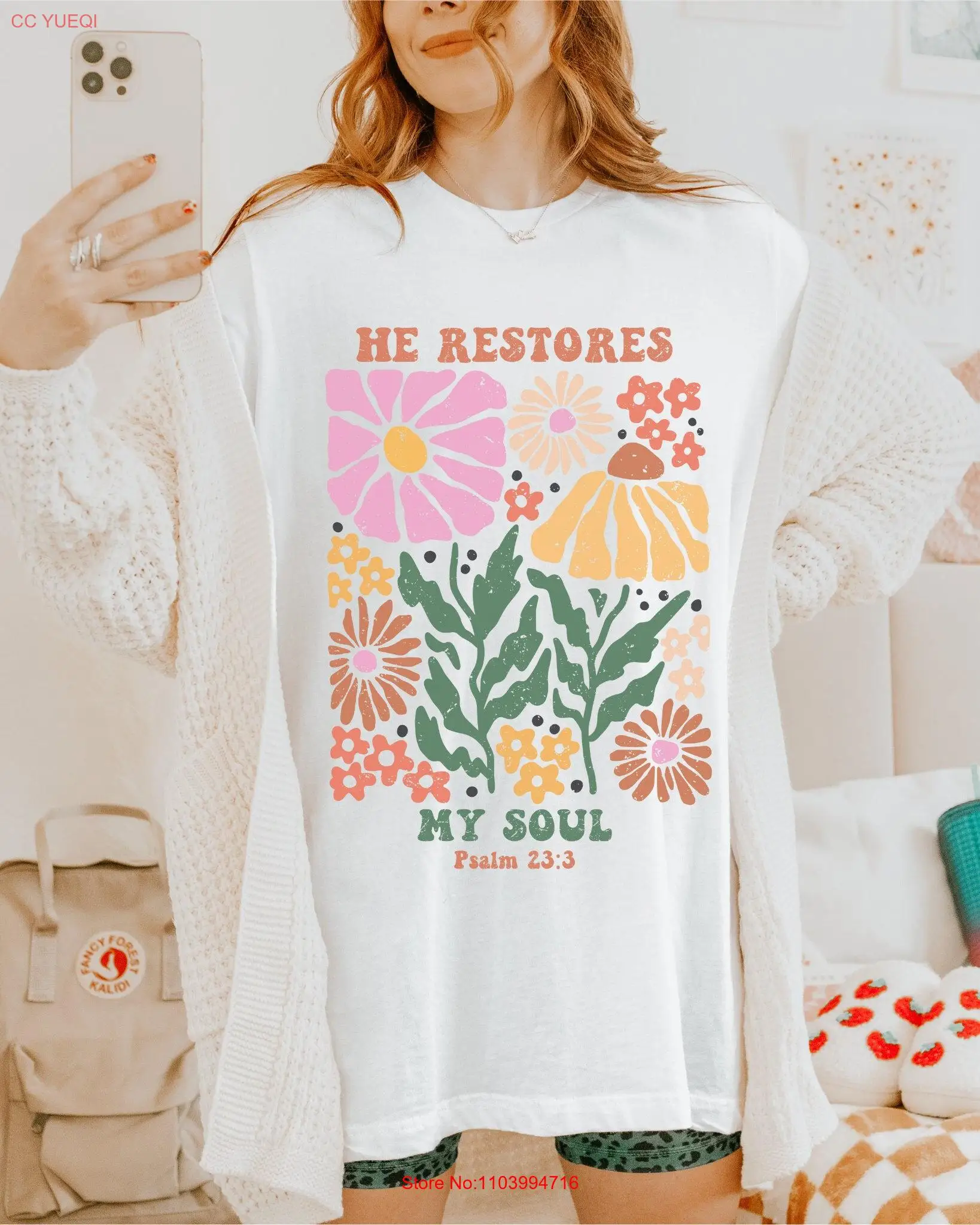 Футболка Он восстановите мою душу в стиле бохо христианская модная милая женская