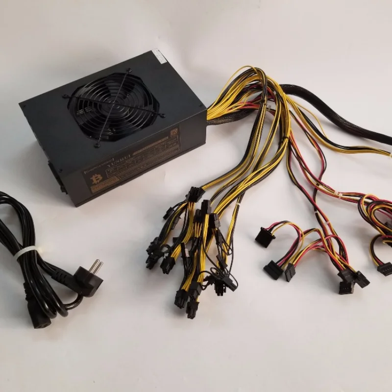 

Gold Power Supply ETH Mining Power 1600W 12V 133A Including 25PCS 2P 4P 6P 8P 24P Connectors With 3 PCS Cooling Fan