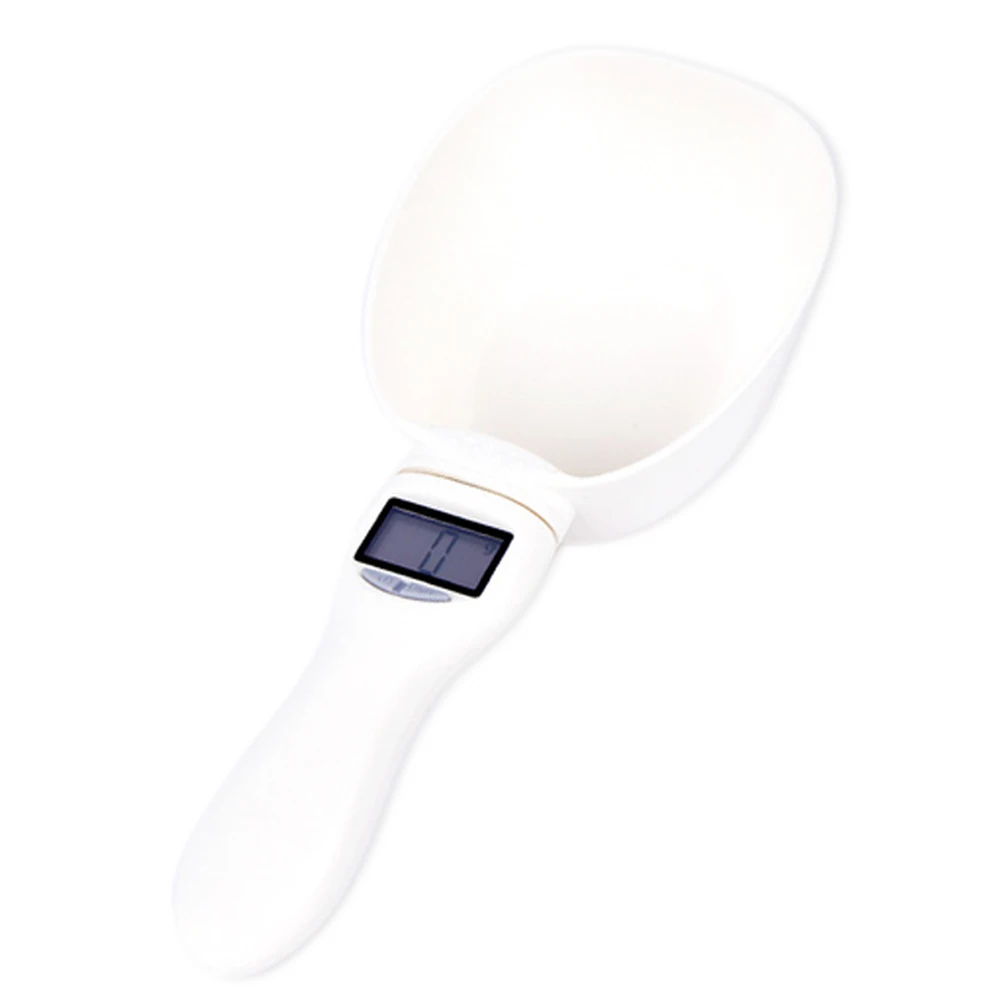

Portable Electronic Pet Cats Dog Food Measuring Weighing PP Spoon Kitchen Scale 250ML White Measuring Spoon