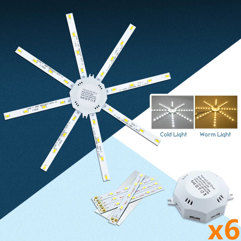 6pcs/lot  LED Ceiling Lamp Octopus Light 12W 16W 20W LED Light Board AC 220V 230V 240V 5730SMD Energy Saving Expectancy LED Lamp