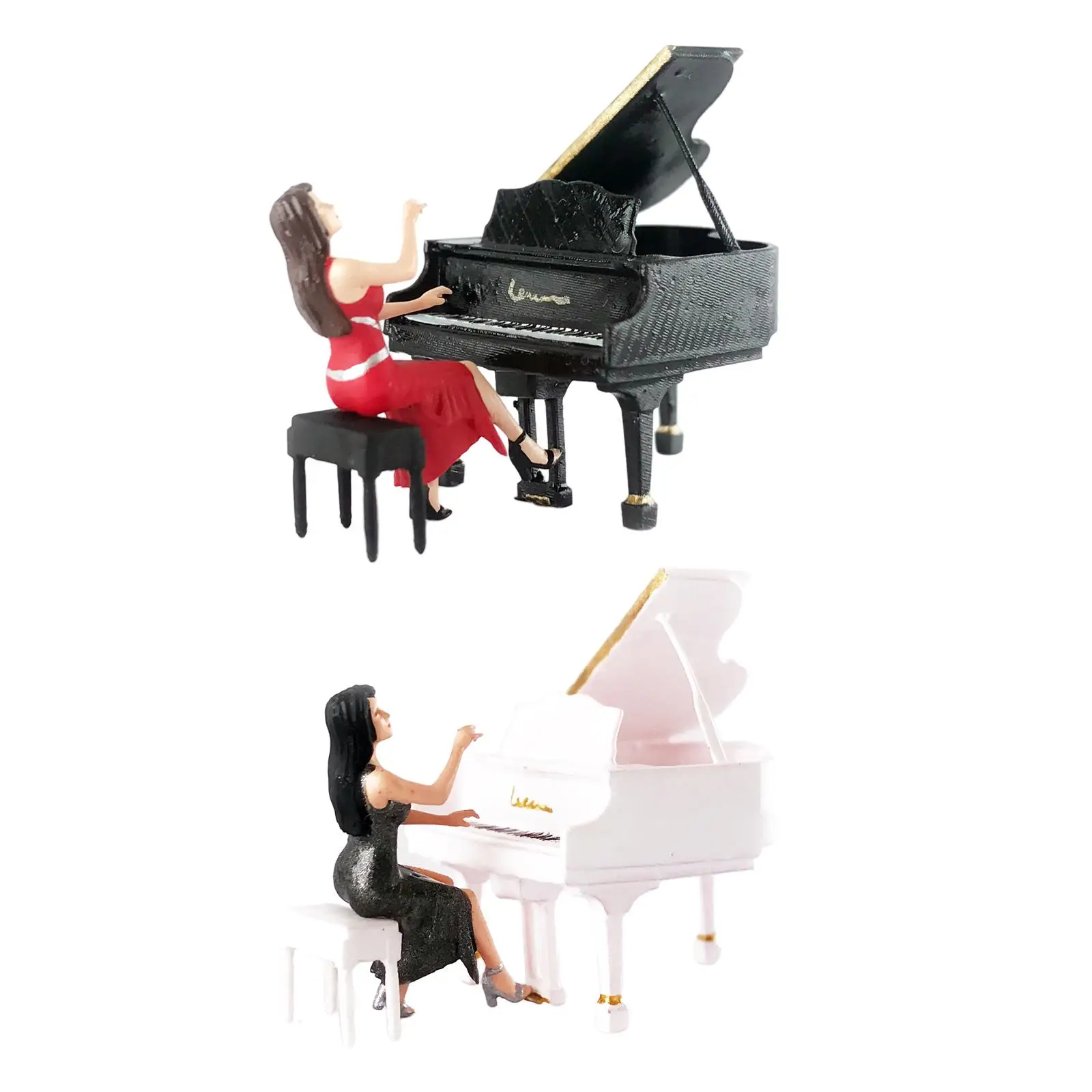 

1/64 Pianist Figure Scene Resin Painted for Decoration Children Toy S Scale