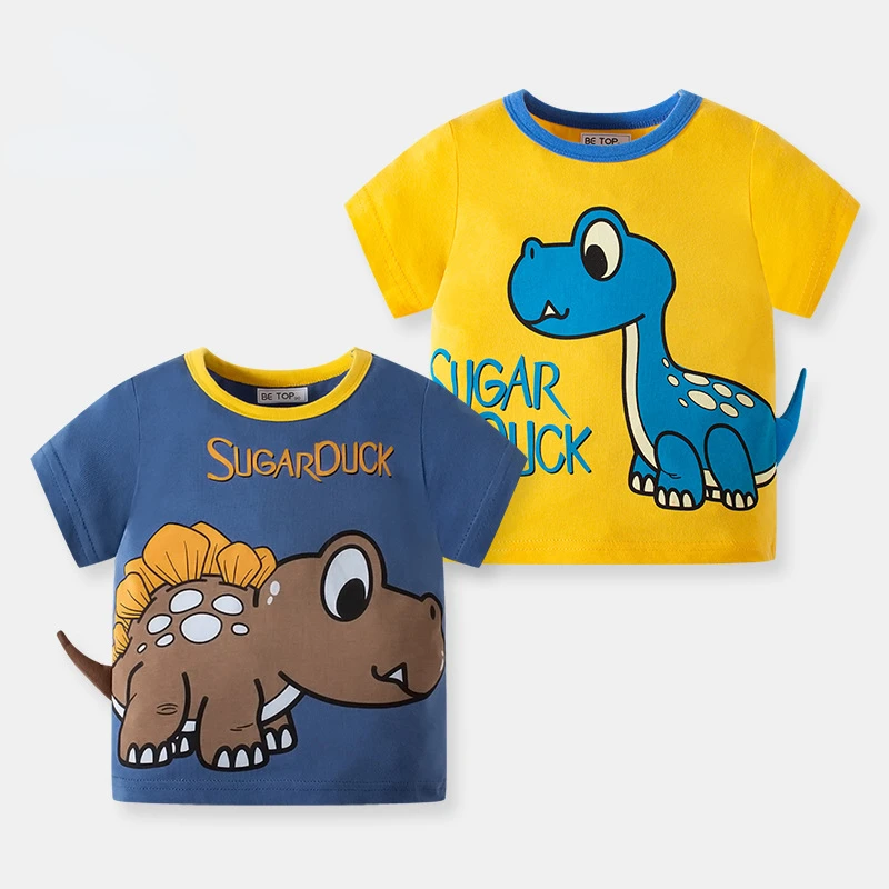 

Children's Clothing Cartoon Three-dimensional Dinosaur Boy T Shirt Summer Korean Cartoon Top Children Short Sleeve