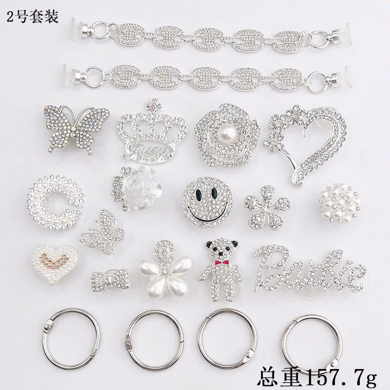 DIY Pearl Rhinestone Croc Charms Luxury Croc Decorations Sandals Shoes Accessory Set Metal Slippers Adornment Jeweled Charm Gift