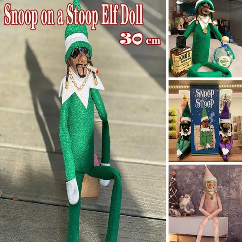 Snoop on A Stoop Christmas Elf Doll Elf Doll Lurcher on A Bent Holding A Cigarette on The Shelf Stuff Resin Doll Desktop Decor