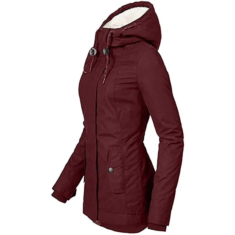 Winter Women Warm Parkas Hooded Thick Plush Winter Coats Female Mid-Long Cotton Jacket Warm Coat Outwear Winter Coat