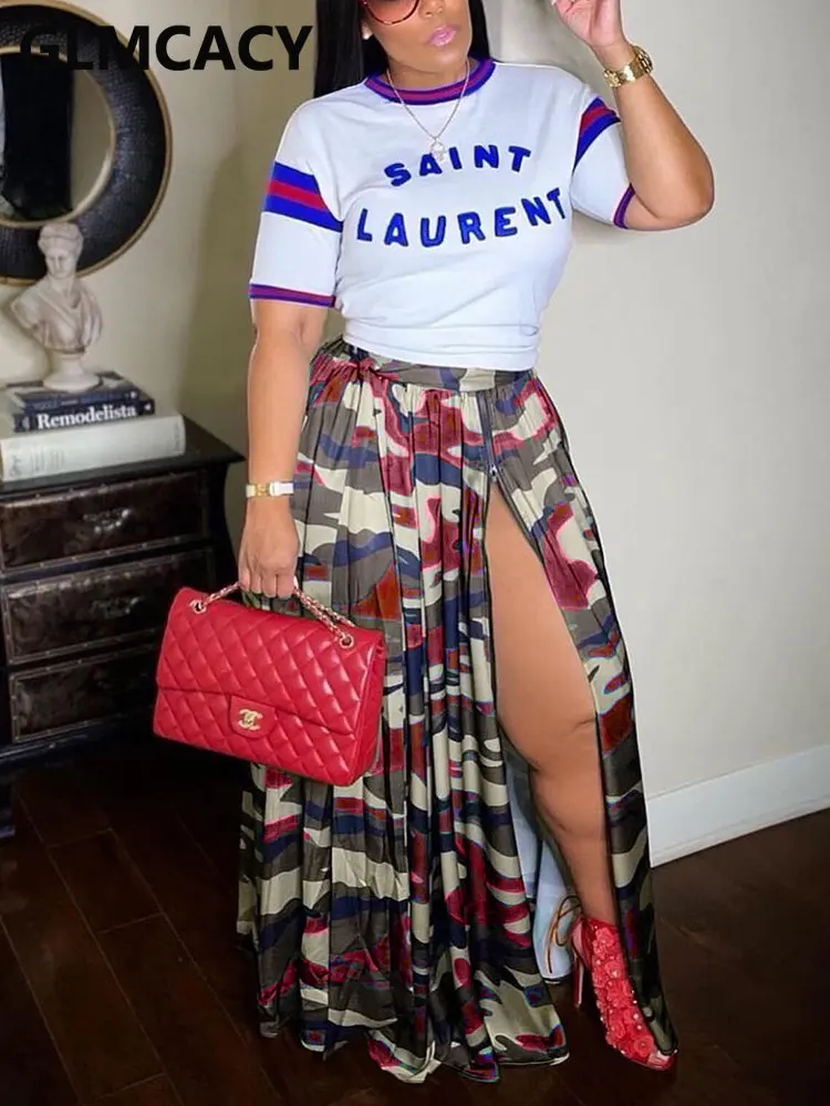 

Women High Waist Casual Camo Printed Skirt Zip Up Bottoms