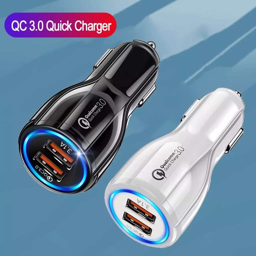 

Automobile and motorcycle accessories QC3.0+3.1A Dual USB Car Charger LCD Display 12-24V Cigarette Socket Lighter Fast Charger P