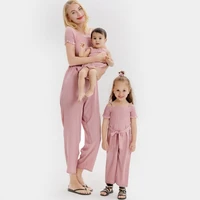 one piece mother daughter matching overall pants family set chiffon mom baby mommy and me clothes fashion woman girls dresses