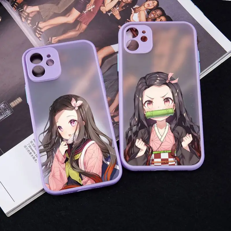

Demon Slayer Kamado Nezuko anime Phone Case matte transparent For iphone 7 8 11 12 13 plus mini x xs xr pro max cover