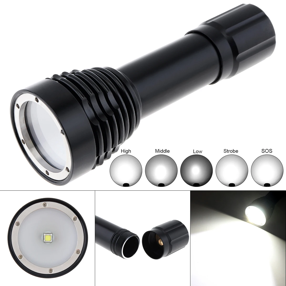 

XM L2 LED Diving Flashlight Torch Powerful Professional Diving Torch 5 Modes 100M Underwater Video Searchlight Scuba Dive Light