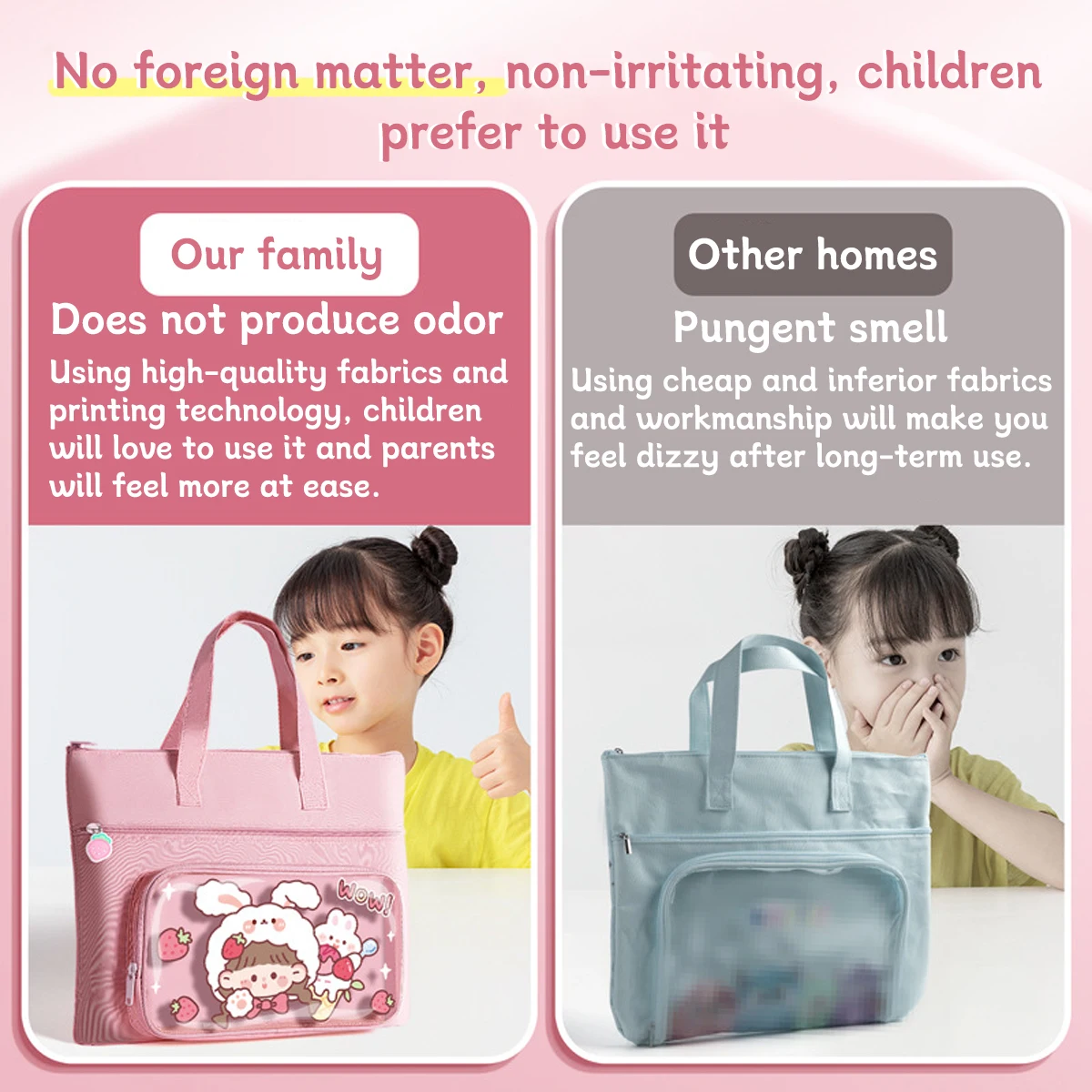 Большая вместительная сумка Kawaii Tote Bag унисекс H444 модель из холста с мультяшным