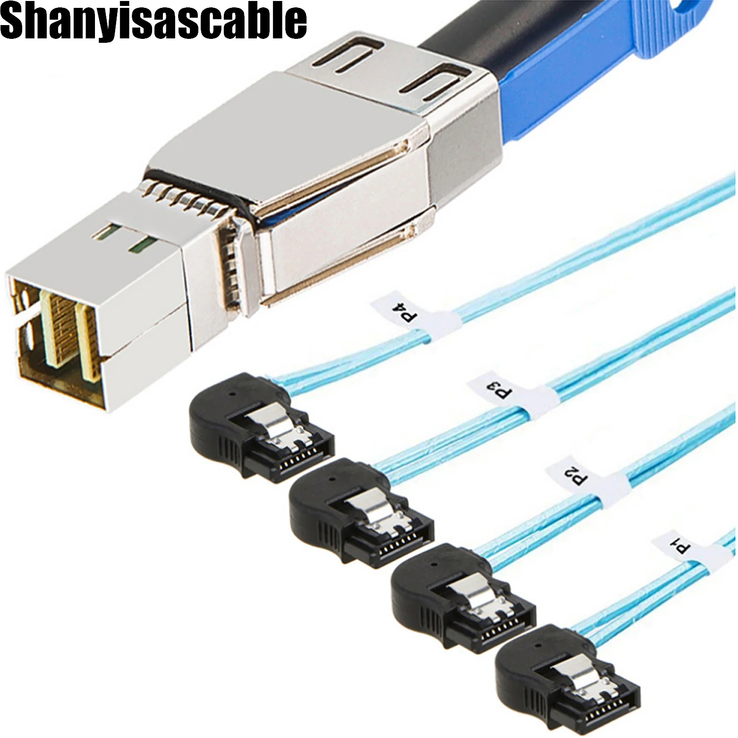 2 0 м Внешний Mini SAS HD SFF-8644 to 4X SATA 7Pin женский левый Угловой кабель