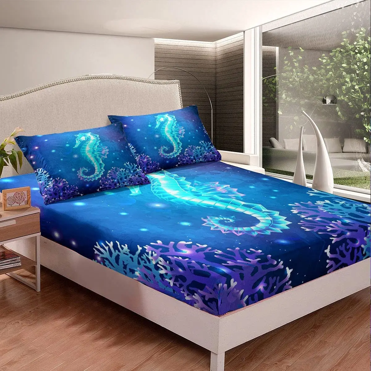 

Постельное белье с 2 наволочками, морская жизнь, морские животные, для детей, подростков и взрослых, набор из мягкой микрофибры, размер Queen
